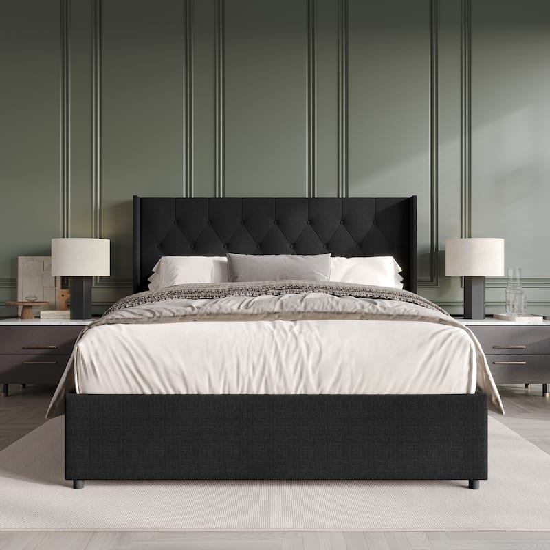 CraftPorch Elegant Wingback Platform Lift Up Storage Bed