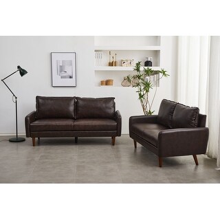 Faux leather 2 Piece Loveseat and Sofa Living Room Set - Bed Bath ...