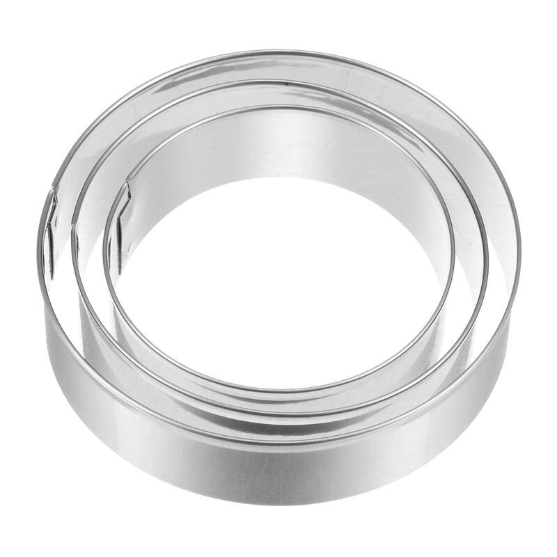 3pcs Cookie Cutters, Round Shaped Stainless Steel Biscuit Cookie Cutter - Silver