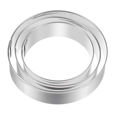 3pcs Cookie Cutters, Round Shaped Stainless Steel Biscuit Cookie Cutter - Silver