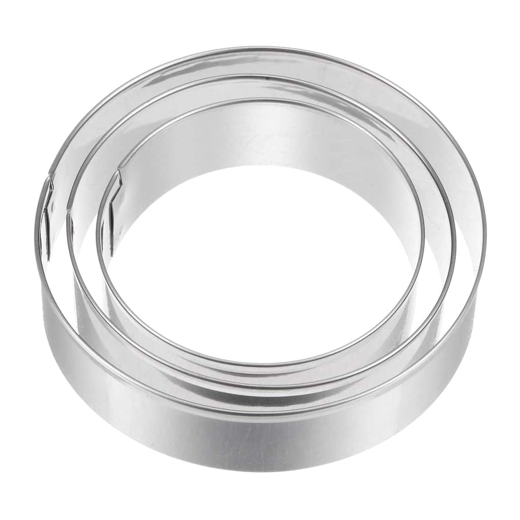3pcs Cookie Cutters, Round Shaped Stainless Steel Biscuit Cookie Cutter - Silver