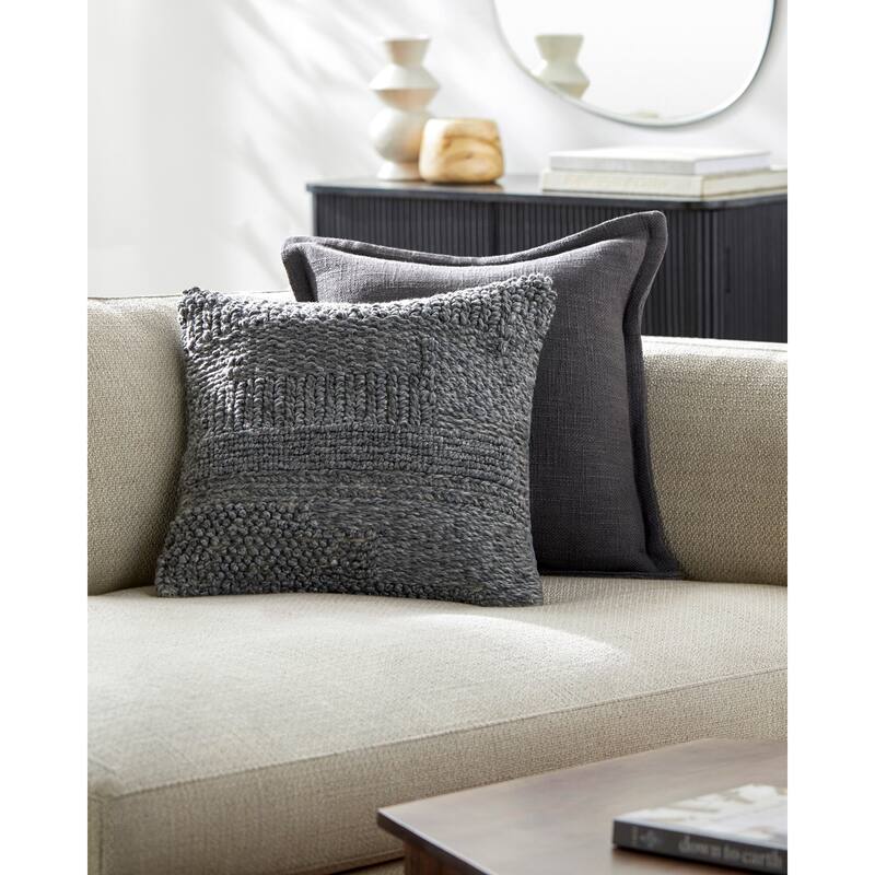 Talon Modern & Contemporary Solid Color Accent Pillow - 20"L x 20"W - Polyester - Medium Gray