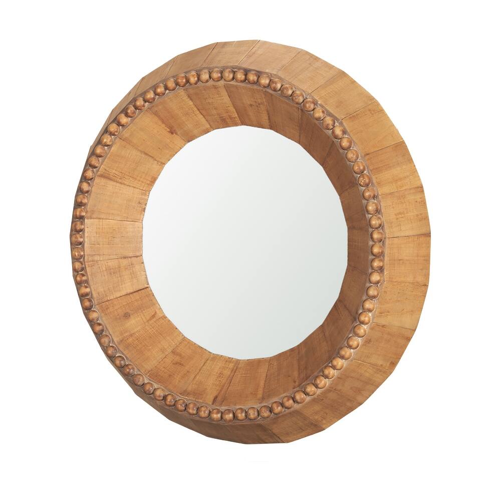 Ranela Light Brown Beaded Wooden Wall Mirror