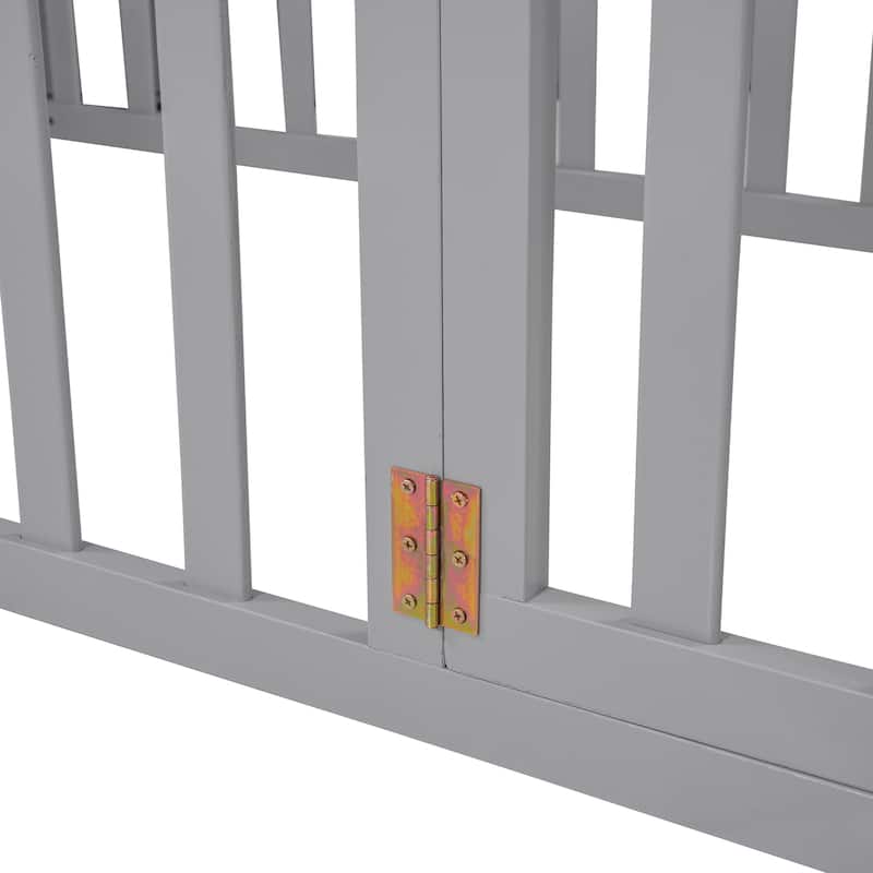 Wood Floor Bed Frame with Fence and Door, Sturdy and Durable Bed Frame, Twin Size