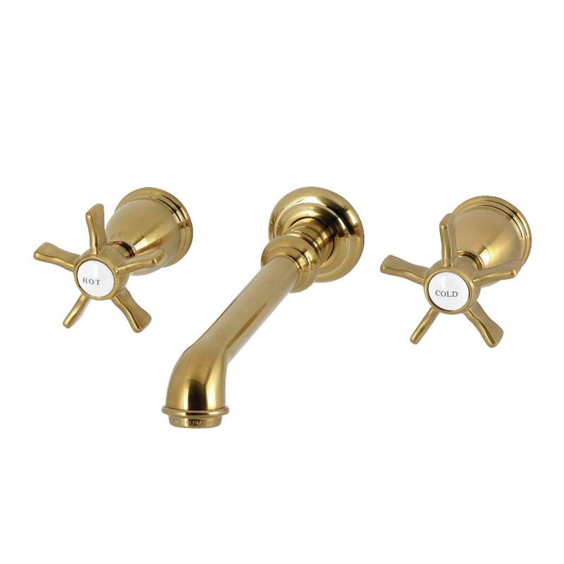 Kingston Brass Hamilton Double-Handle Wall Mount Bathroom Faucet - Brushed Brass