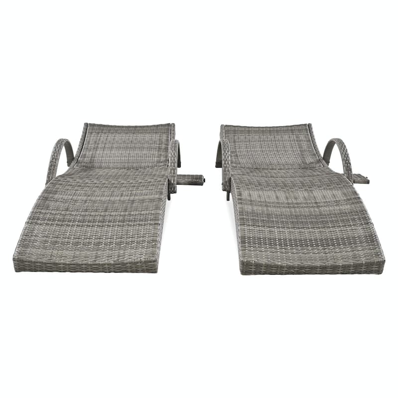 Outdoor Wicker Chaise Lounge Chairs Set of 2