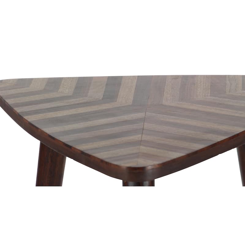 Mango Wood Handmade Accent Table with Wood Inlay - Brown - Roche River Decor - 21"Wx20"Lx22"H