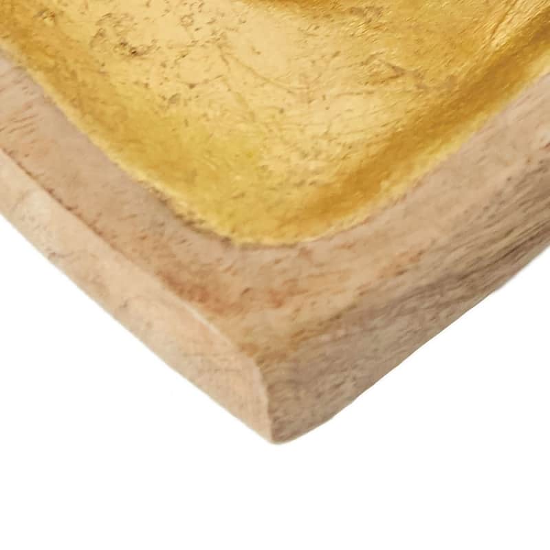 Mango Wood Heart Tray with Gold Leaf Interior