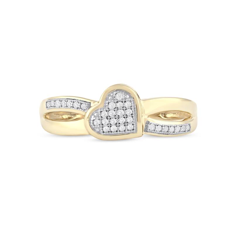 IGI Certified 1/10ct TDW Diamond Bypass Fashion Promise Ring in 10K Yellow Gold for Women