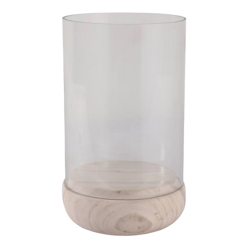 Marble Glass Hurricane Lantern Valencia Style Home Decor - 10" Ivory - 6" x 6" x 9.75"