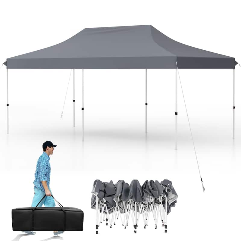 Pop Up Canopy Tent with 6 Sidewalls and Windows for Outdoor Events - 240” x 120” x 116.4”-124.8”