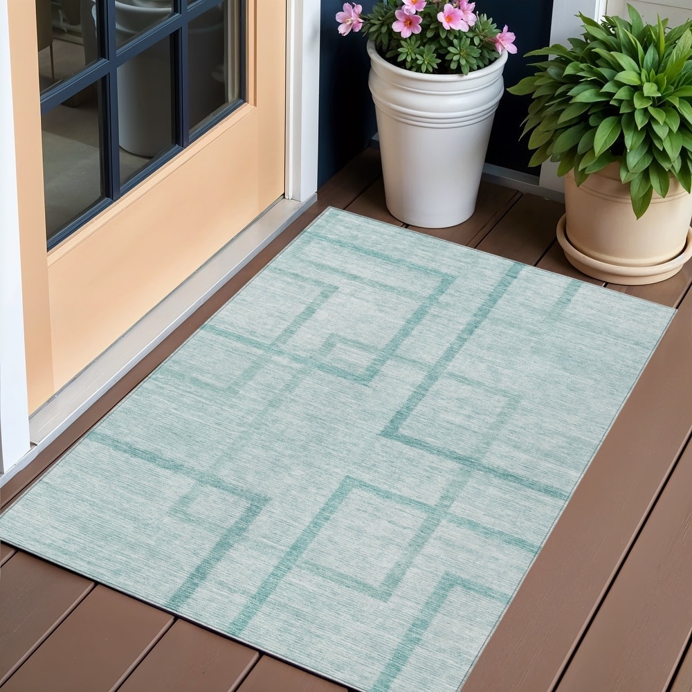 HomeRoots Geometric Transitional Rectangle Outdoor Rug