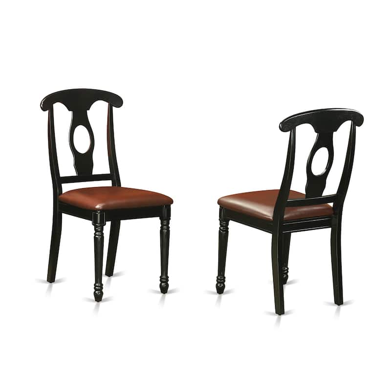 HomeStock 3-Piece Round Black Finish Solid Wood Top Dining Table with 2 Chairs