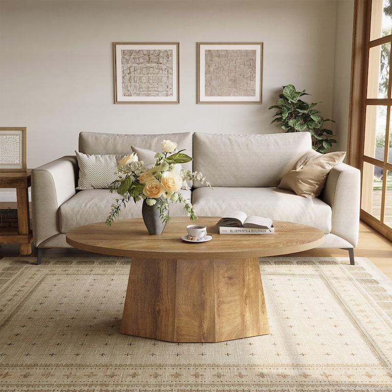 47-Inches Unique Oval Coffee Table