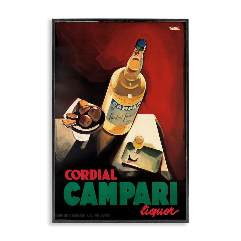 Stupell Vintage Campari Wine Framed Giclee Art Design By Marcus Jules - 20 x 30 - Black