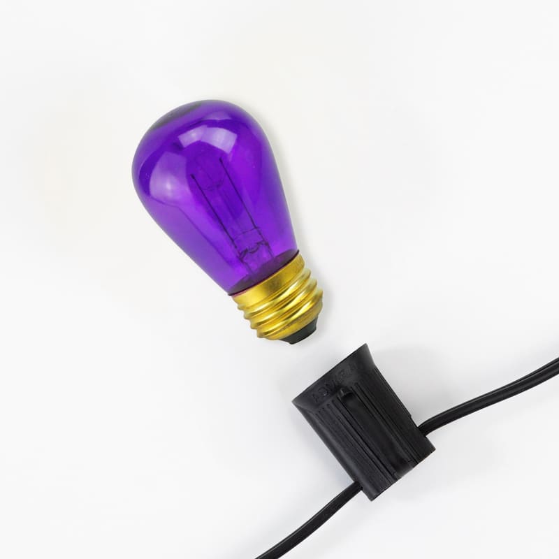 Incandescent S14 Transparent Edison Style Christmas Replacement Bulbs - Purple - Pack of 25