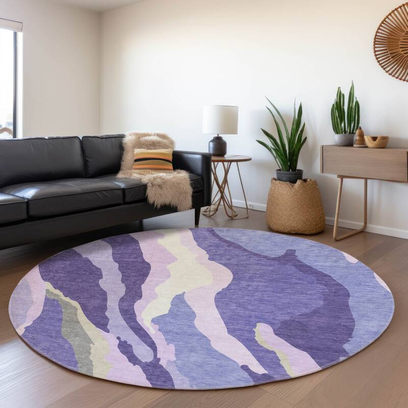 Premium Washable Super Soft Mid Century Modern Mayfield Rug - Purple - 8' x 8'