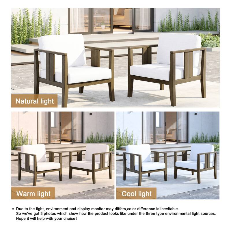 Outdoor Teak Solid Wood Patio Furniture Set Loveseat Armchair Table Collection