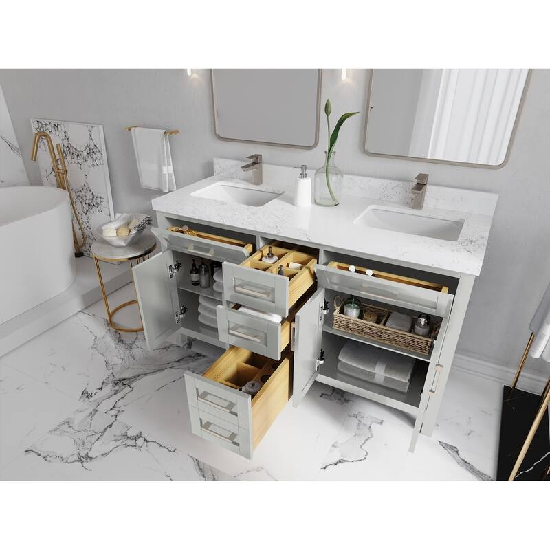 Willow Collections 60 in. W x 22 in. D Cambridge Double Sink Bathroom Vanity with Countertop