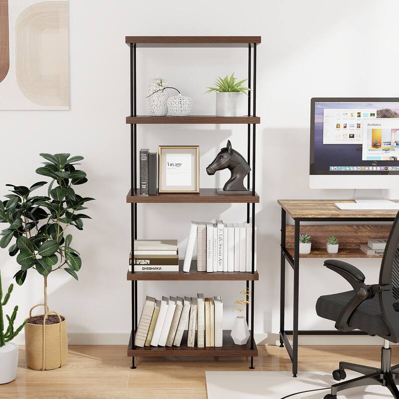 Gymax 5-Tier Multipurpose Display Rack Freestanding Bookshelf w/ Metal