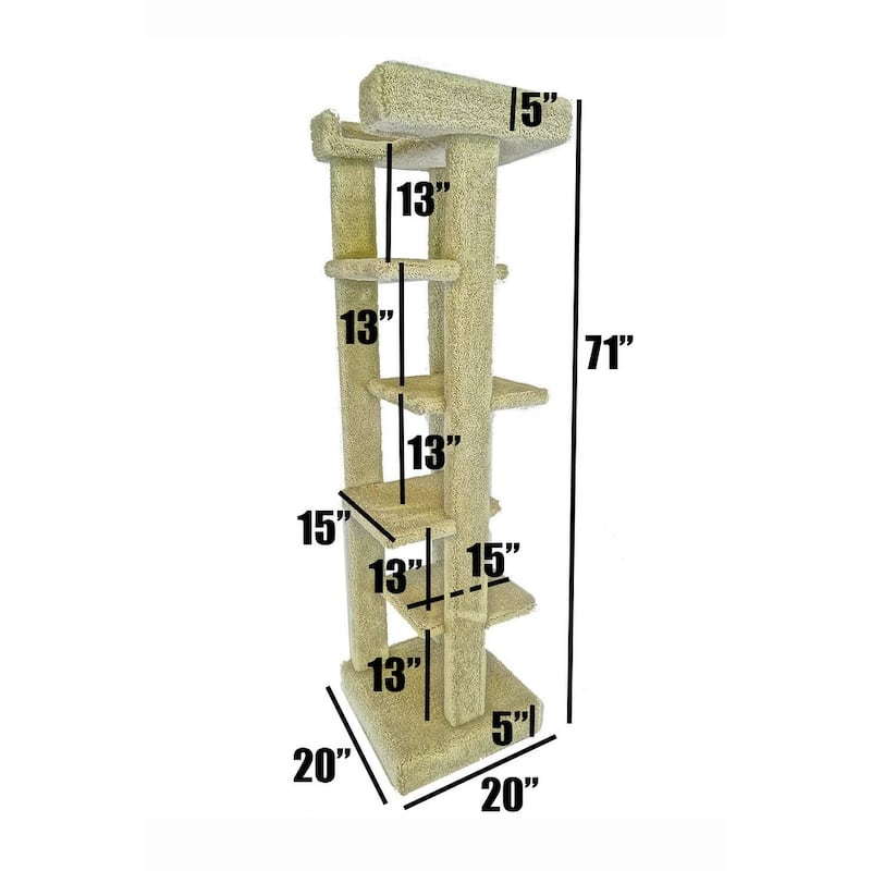 Solid Wood 4-Level Cat Tree with Spacious Platforms and Sisal Scratching Posts for Indoor Cats