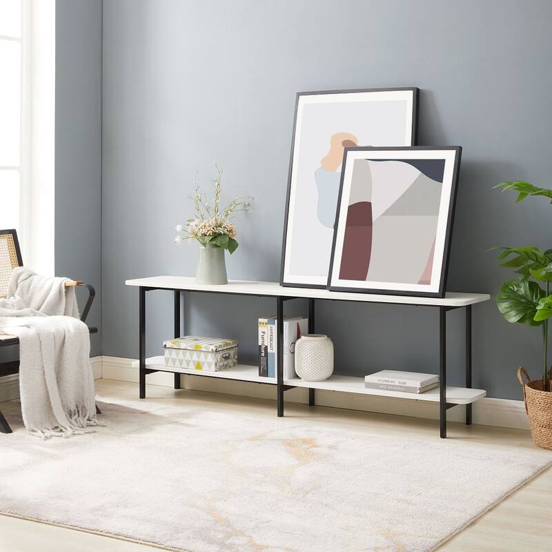 Celine 70.86 Wood Side Table Console - Off-White