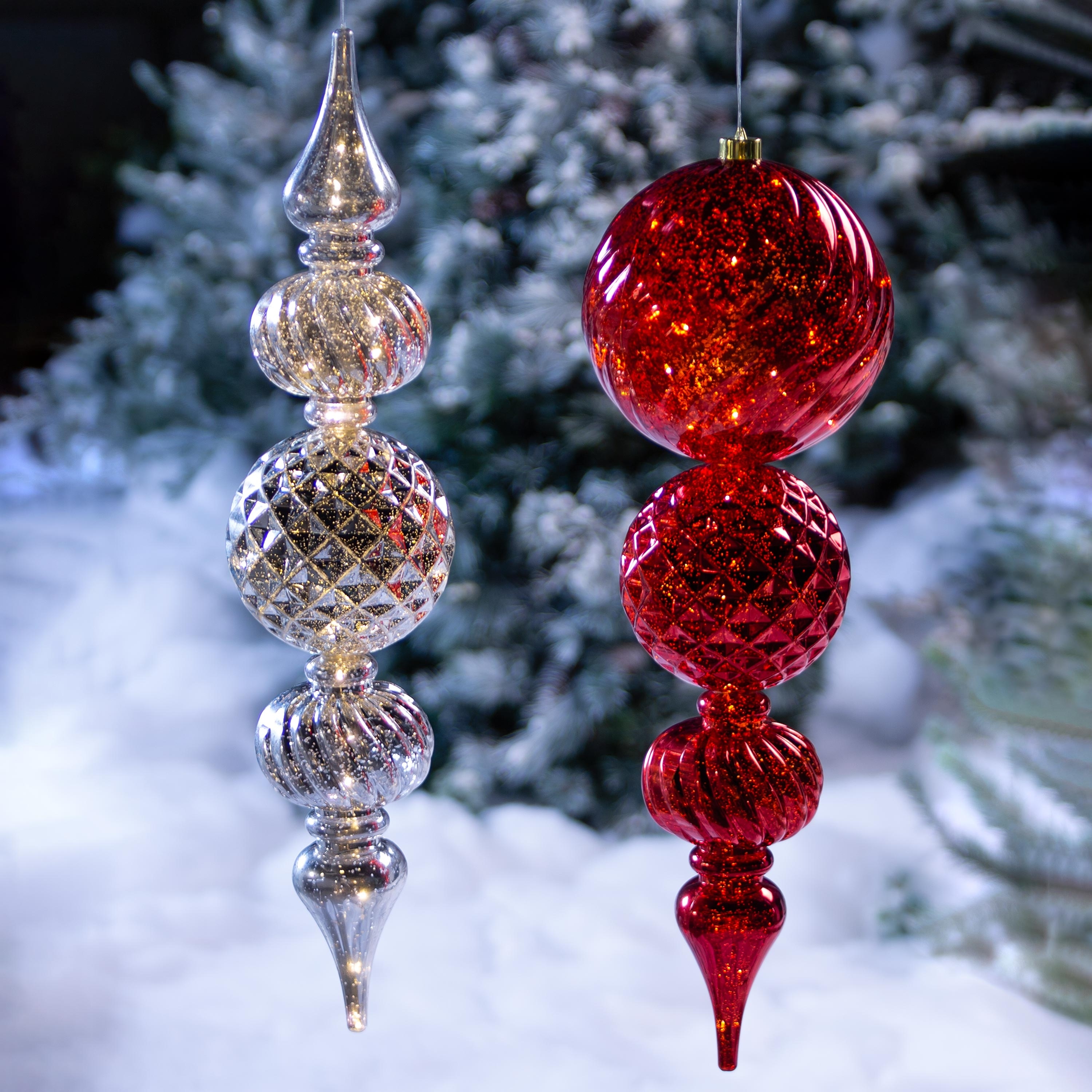 Shatterproof Holiday Lighted Large Finial Hanging Ornament