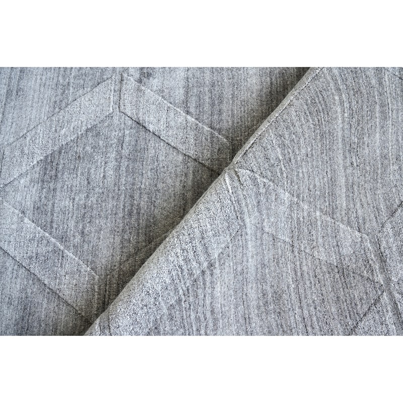 EXQUISITE RUGS Castelli Hand-loomed Bamboo Silk/Wool Grey Area Rug.