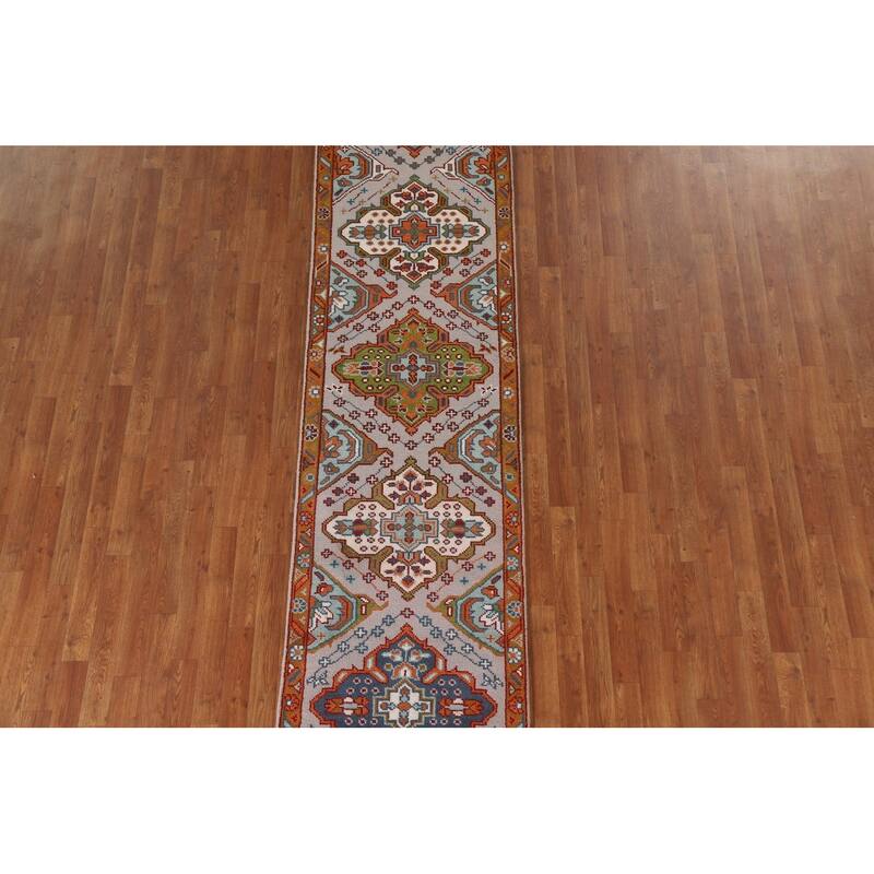 Geometric Kazak Indian Runner Rug Hallway Handmade Wool Carpet - 2'6"x 10'3"