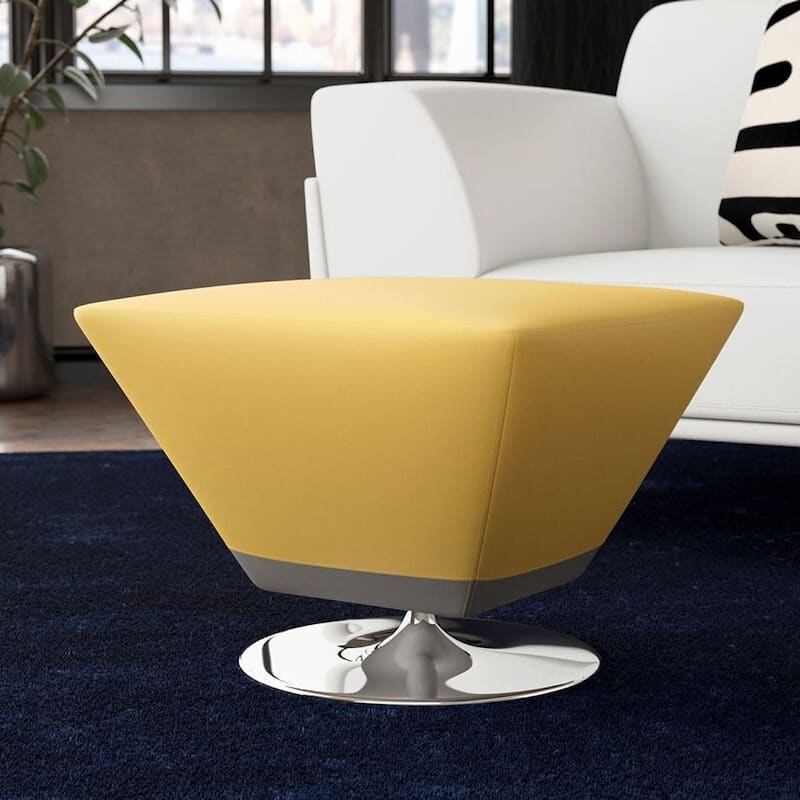 Manhattan Comfort Diamond Polished Chrome Swivel Ottoman