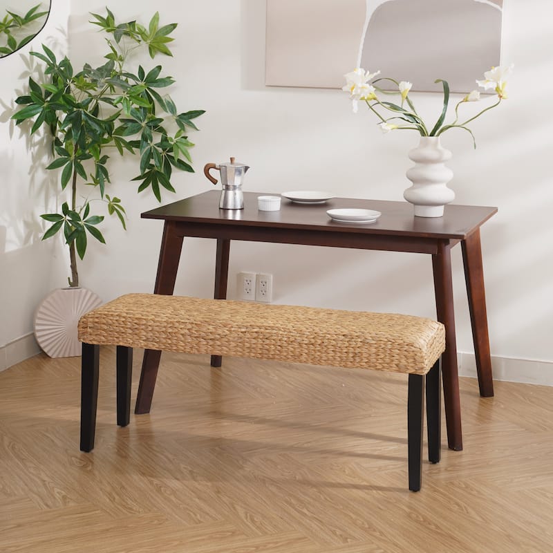 M4H Sultan Solid Entryway Bench Water Hyacinth & Acacia Solid Wood