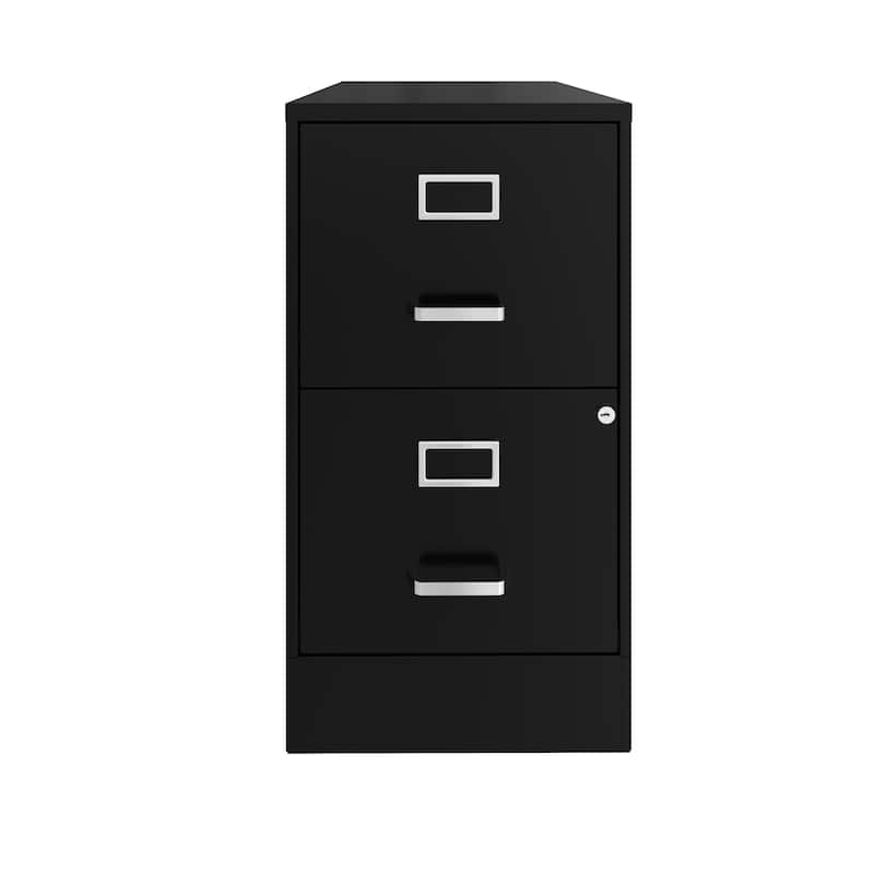 Space Solutions 22" Deep 2-drawer Metal File Cabinet, Black