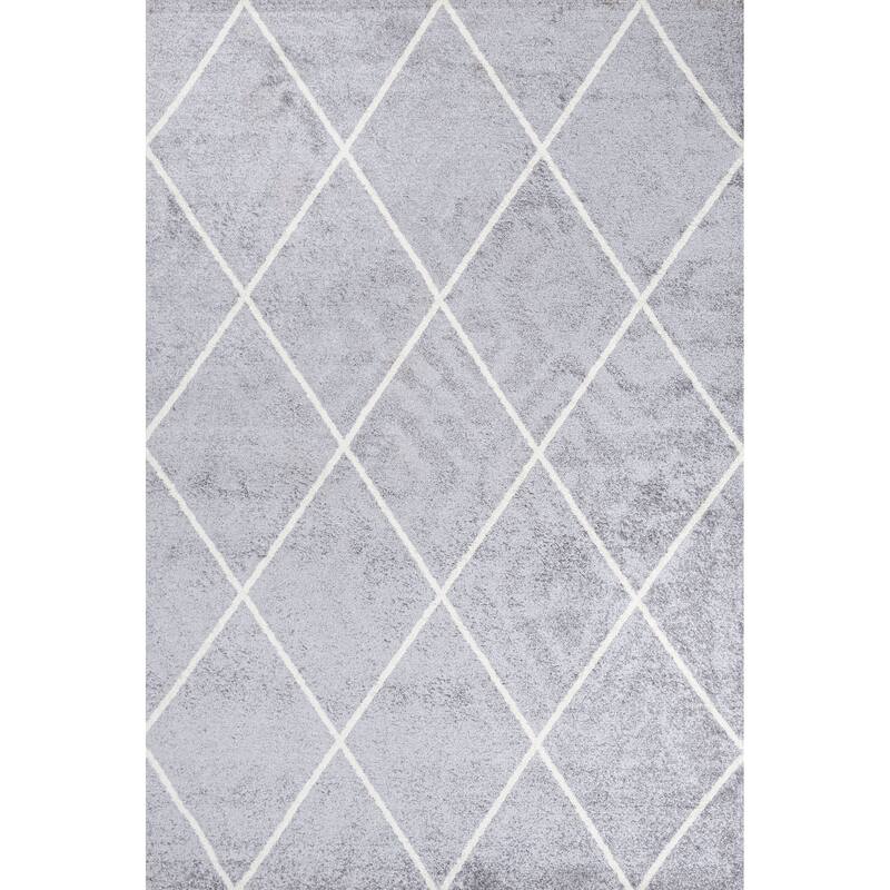 JONATHAN Y Viscon Minimalist Diamond Trellis Area Rug - 5 X 8 - Light Gray/White