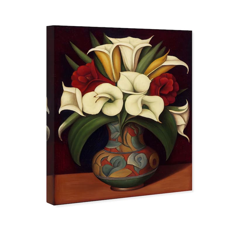 Wynwood Studio Canvas Floral and Botanical Mexican Flower Vase White and Traditional Wall Art Canvas Print