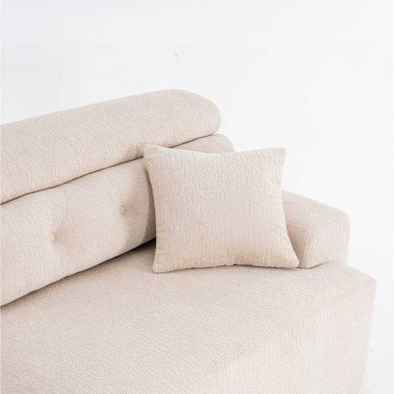 103.2" Fabric 4-Seater Sofa, Raised Back, 2 Pillows and Deep Seat Design