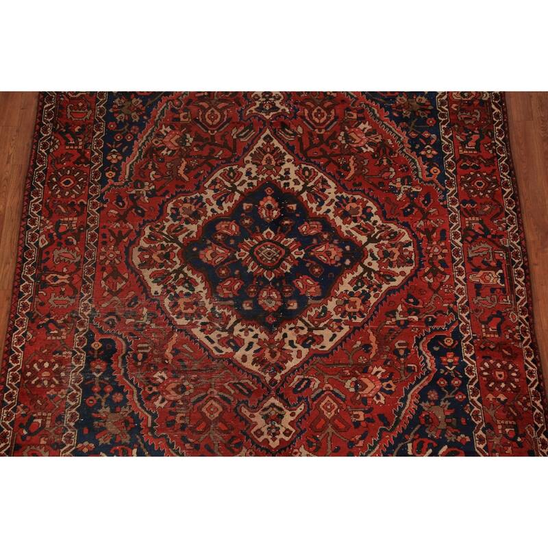 Bakhtiari Persian Vintage Area Rug Hand-Knotted Red Wool Carpet - 6'8" x 9'7"