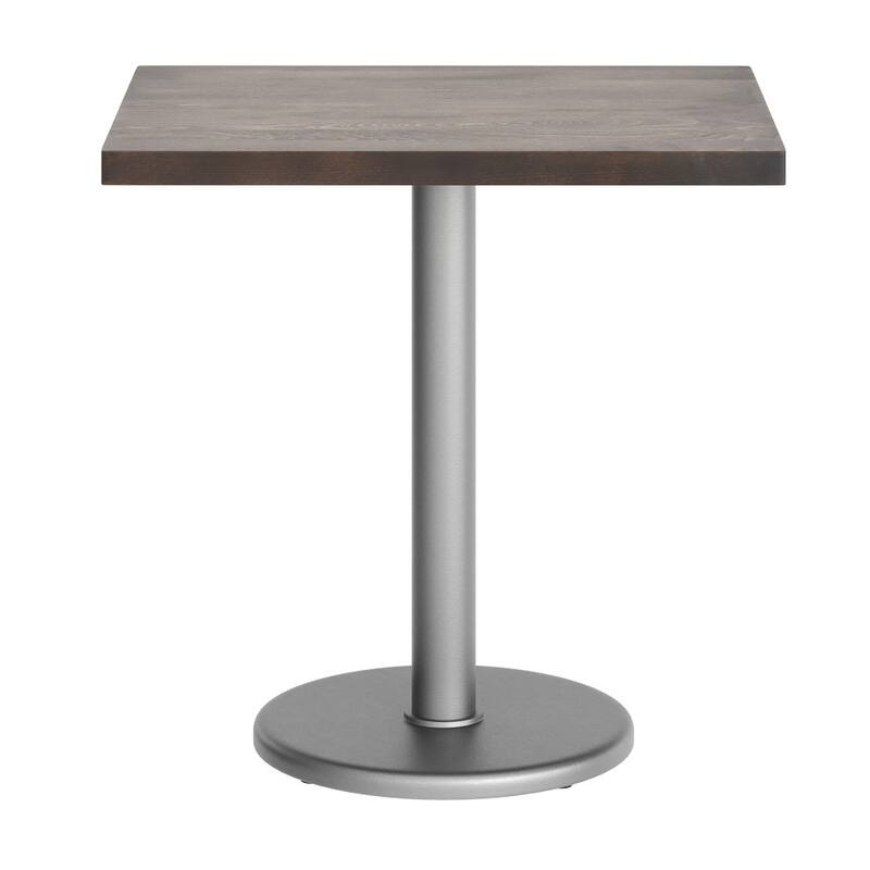 Rectangular Solid Wood Commercial Tabletop with 18" Round Dining Height Base - 24"W x 30"D x 29.5"H