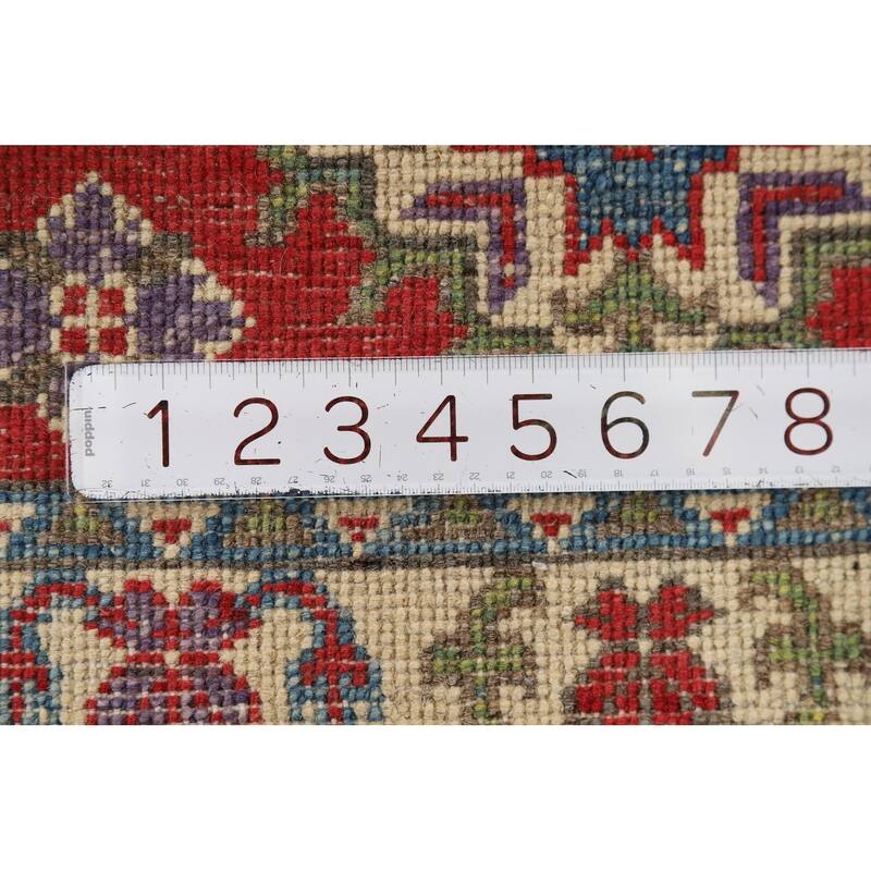 Hand Knotted Oriental 100% Wool Carpet Traditional Geometric Red Kazak Area Rug - 3' 1'' X 2' 1''