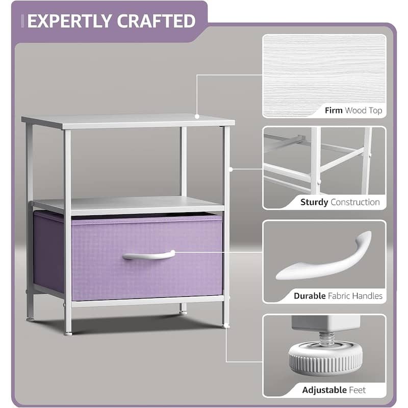 Nightstand 1-Drawer Shelf Storage - Bedside Furniture End Table Chest