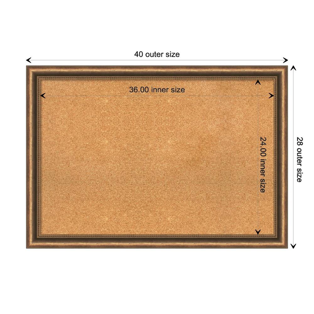 Manhattan Bronze Narrow Wood Framed Natural Corkboard Bulletin Board