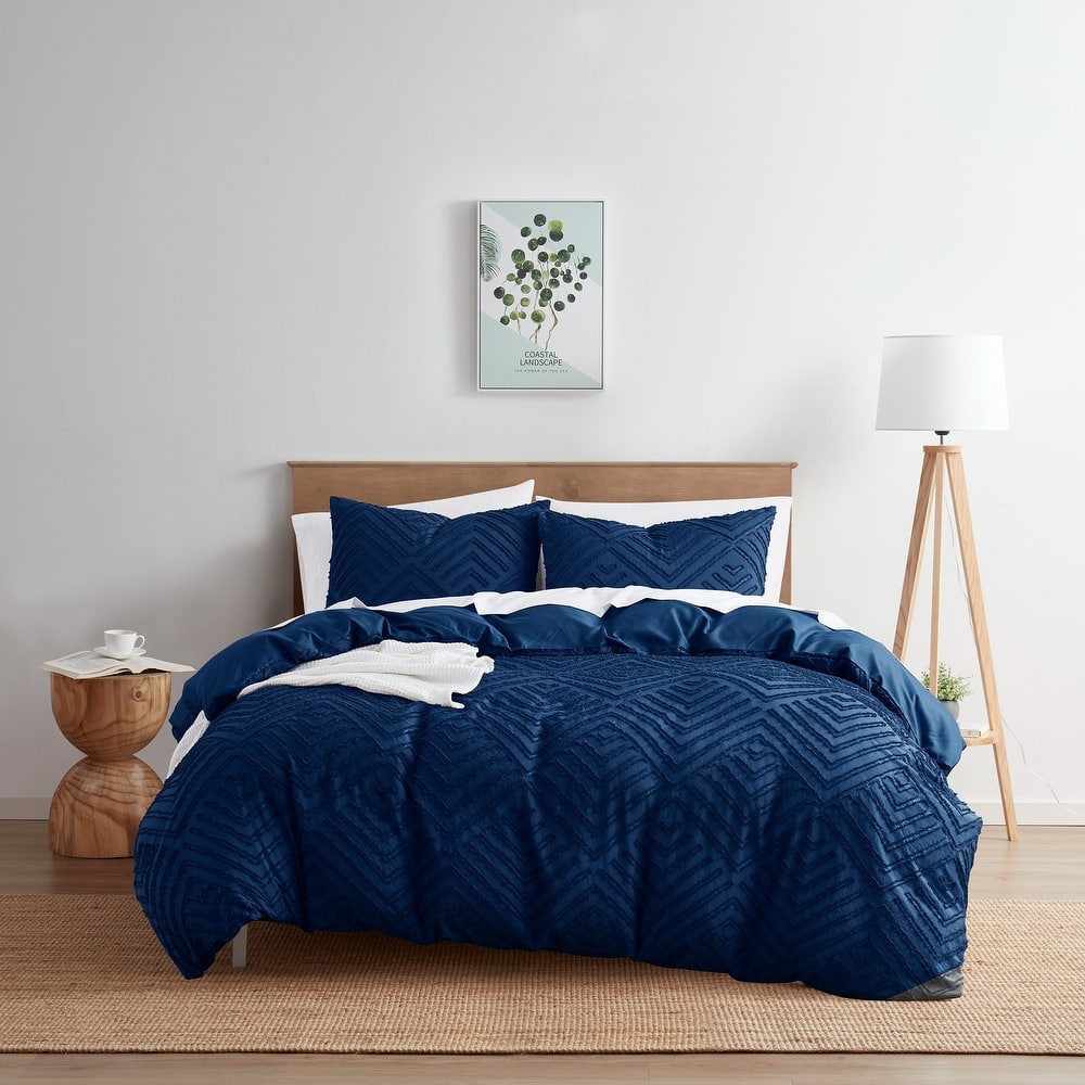 Nestl Boho Tufted Embroidery Double Brushed Duvet Cover with Button Closure