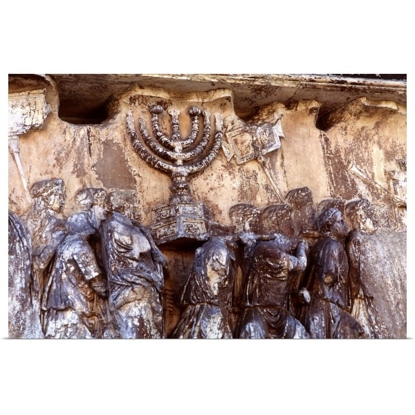 "Relief on wall of Forum depicting Roman troops taking menorah from temple" Poster Print