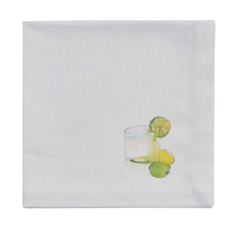 Split P White Gin Tropical Drink Napkin Set of 4 - 20" x 20"
