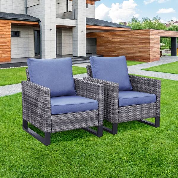 2Piece Wicker Outdoor Seating Rattan Chair with Cushion Bed Bath