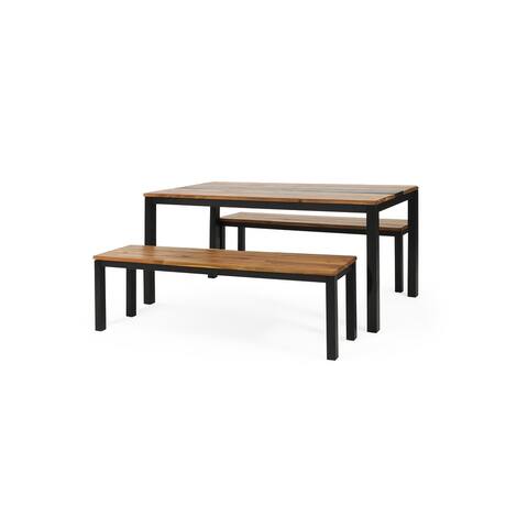 Lindsey Outdoor Modern Industrial Acacia Wood Picnic Set by Christopher Knight Home