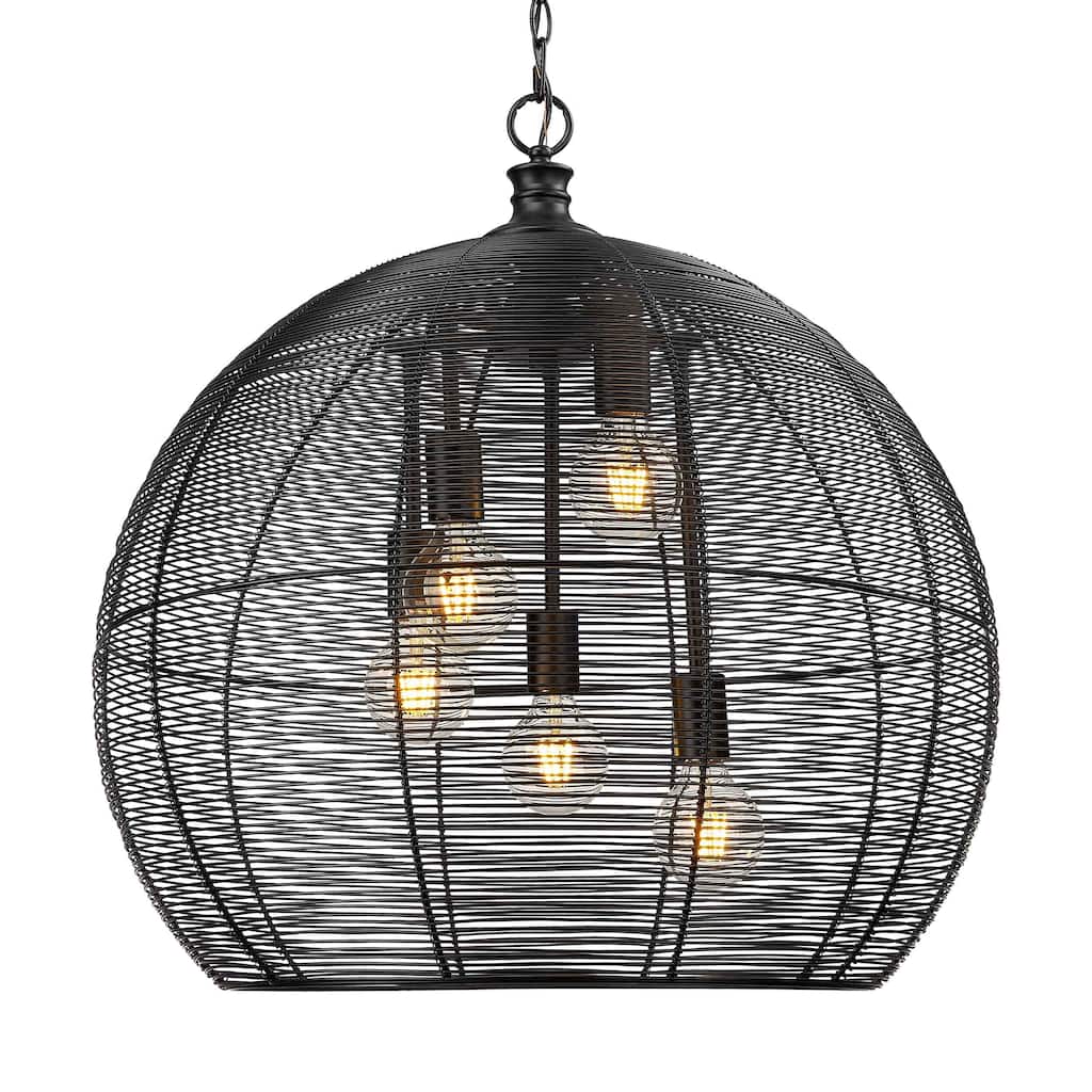Golden Lighting Calypso 5-light Pendant in Matte Black