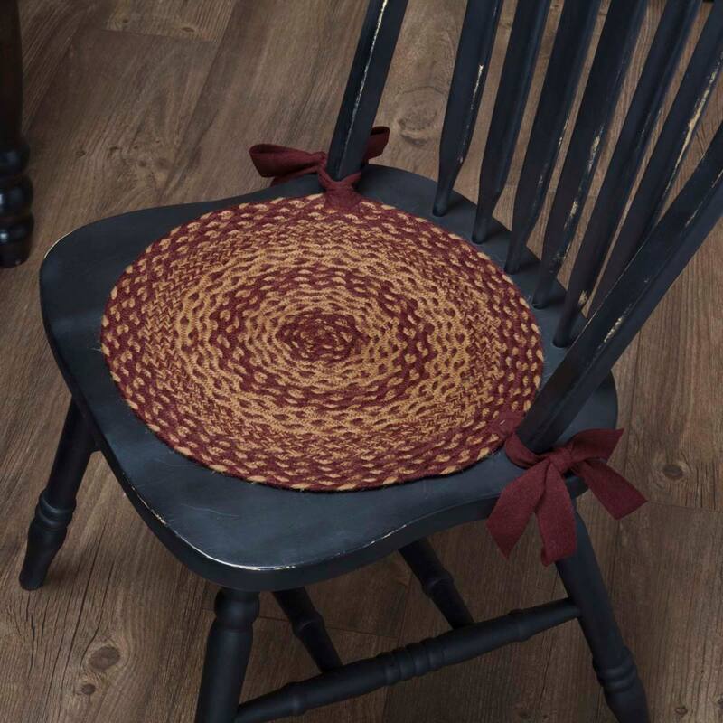 Burgundy Tan Jute Chair Pad Set of 6 - Set of 6 - Chair Pad 15x15 - Burgundy/Dark Tan