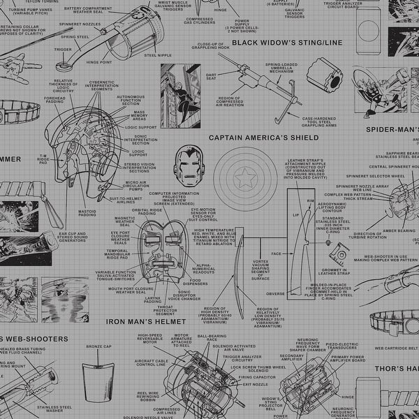 slide 2 of 6, Marvels Heroes Schematics Grey & Black Wallpaper