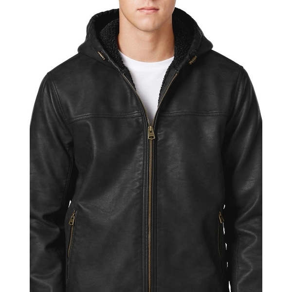 mens levi leather jacket with hood