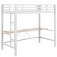 preview thumbnail 63 of 64, Gaming Loft Bed with RGB LED Light & USB Charge Station, Metal Loft Bed Frame w/Built-in Desk & Full-Length Guardrails